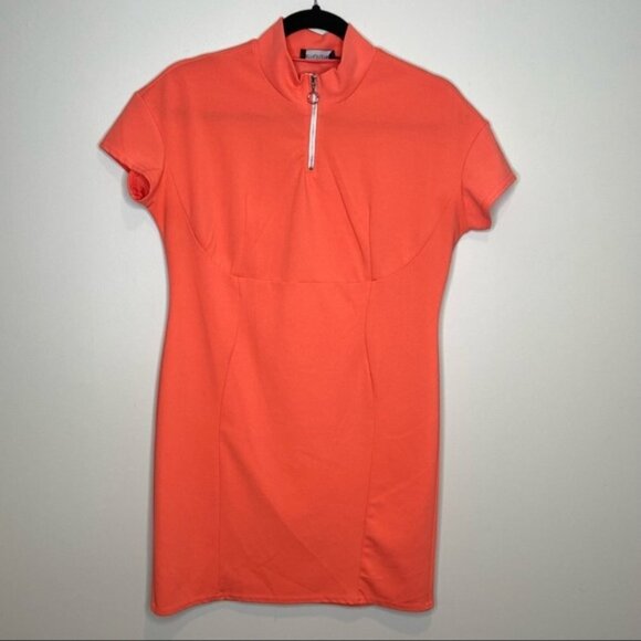 PrettyLittleThing salmon mini dress Sz 10 - Picture 1 of 8